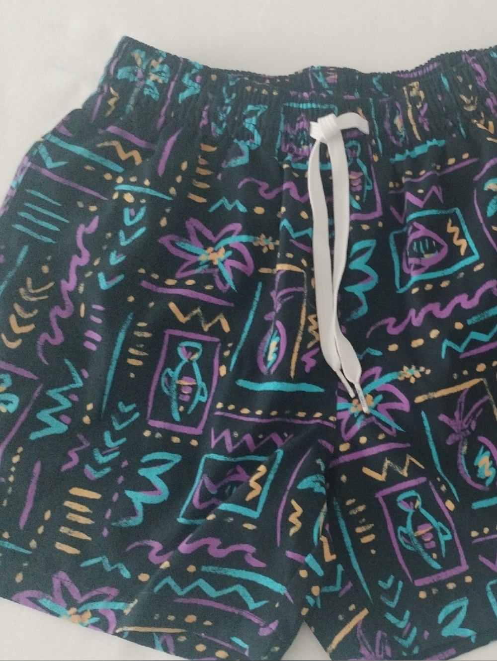 Chubbies Black With Blue And Purple Print Swimming Trunks Size Small